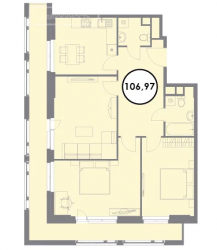 Трёхкомнатная квартира 107 м²